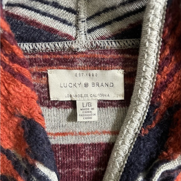 Lucky Brand Aztec Cardigan sweater waterfall style open front size L - Picture 7 of 15
